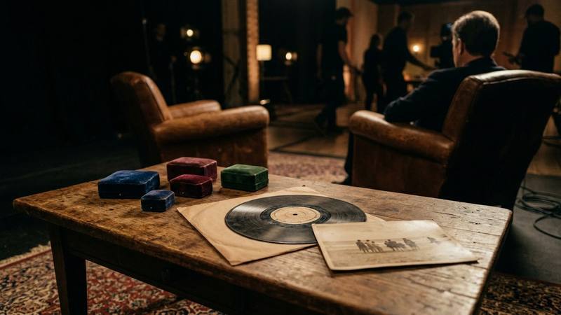 Petits écrins fermés posés sur une table basse dans un décor de plateau tamisé, photo d'illustration sans lien direct avec les invités de l'émission